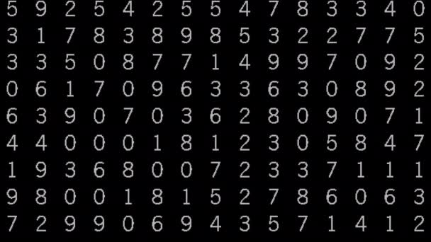 High-tech skanowania matematyki wyszukiwania z ekranem pełnym białych liczb zmieniających się na czarno. — Wideo stockowe