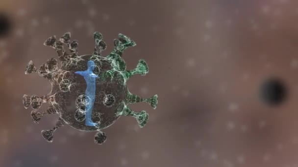 Animação 3D de ataques de vírus dna girando sobre terra preta . — Vídeo de Stock
