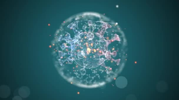 Virus se formant à l'intérieur de la sphère translucide avec canal alpha sur fond bleu .