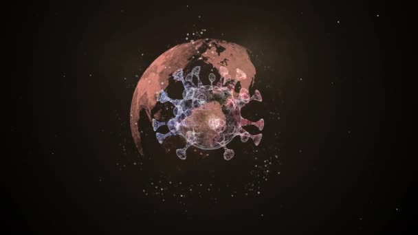 Planète infectée luttant contre le virus en illumination sur fond sombre .