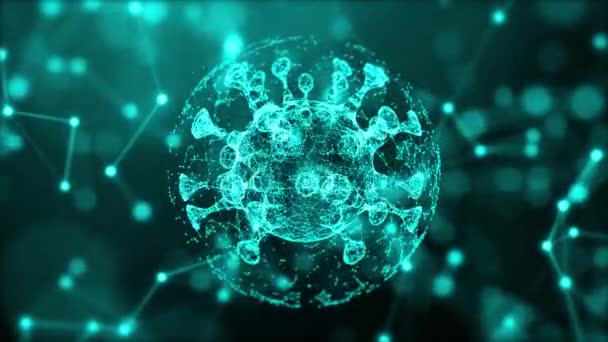Abstraktes 3D-Rendering infizierter Zellen, die im Organismus glühen. — Stockvideo