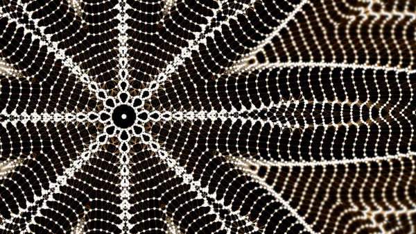 Vit abstrakt gitter mesh ser ut blomma mönster belysa på svart bakgrund. — Stockfoto