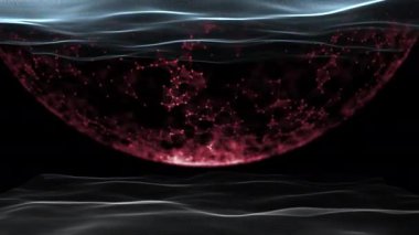Kırmızı enerji 3D kırpılmış küreyi titreşim dalgaları ortamında oluşturur.