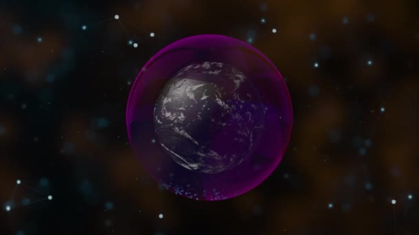Animated ozone layer protecting planet from harmful impact of outer space. — Stock Video
