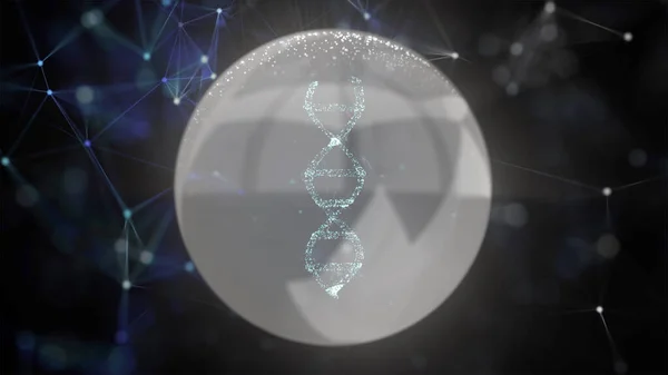 Conceptual design of DNA structure inside white sphere, keeping genetics information.