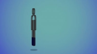 3D görüntüleme insan çerçevesi açık mavi arkaplan üzerinde suyla doluyor.