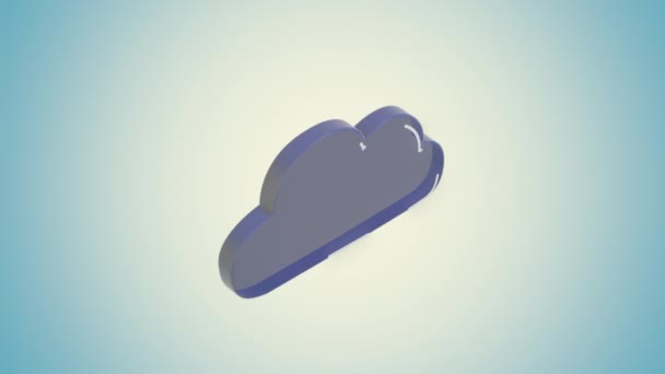 Bulut hesaplama konsepti. Açık mavi arkaplan üzerinde bulut oluşturma ve işleme verilerinin 3d görüntüsü. — Stok video