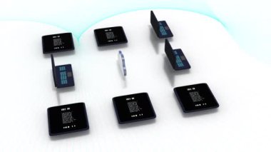 Bulut hesaplama konsepti. Bulut depolama verilerine aygıtların etkileşimli bağlantısı.