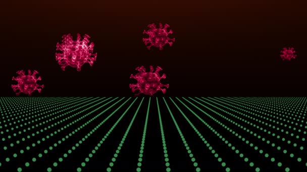 流动的黑色屏幕背景红珊瑚细胞的3D渲染动画. — 图库视频影像