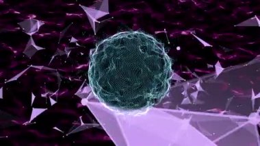 Parlayan mor üçgen ağında mikroskobik bir tek hücre.