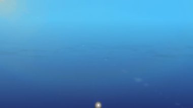 Mavi gökyüzünde uçan yolcu uçağının soyut 3D görüntüsü.