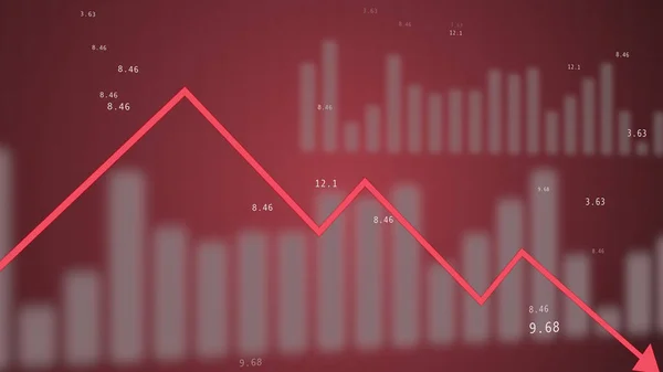 Piros dinamikus csökkenő trend diagramok stilizált animáció. — Stock Fotó