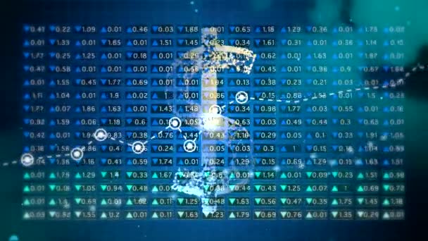 Icono del dólar estadounidense sobre el aumento de la moneda internacional y el fondo del gráfico de caída . — Vídeos de Stock