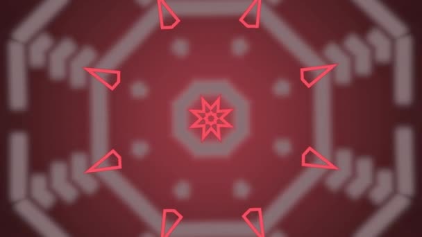 HUD digital red background with market data over moving kaleidoscopic pattern. — Stock Video