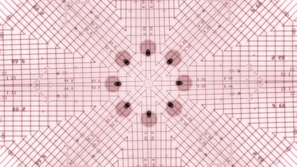 Abstracte visualisatie van de hoofdkaart met signalen op sporen die in hypnotische volgorde bewegen. — Stockvideo