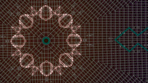 Futurista de placa eletrônica formando padrão interessante sobre fundo vermelho escuro . — Fotografia de Stock