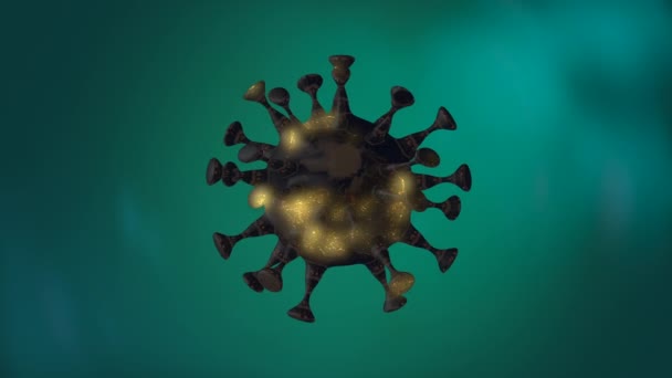 Konzept zum Ausbruch von Viren. 3d rendern pandemische Viruszelle schwebt über hellgrünem Hintergrund. — Stockvideo