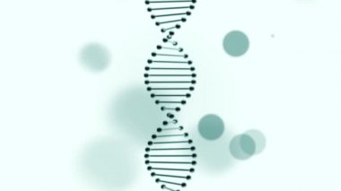 Açık mavi bir arkaplanda hareket eden DNA ipliği.