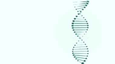 Arka planda uçan DNA ipliği ve mavi parçacıklar.