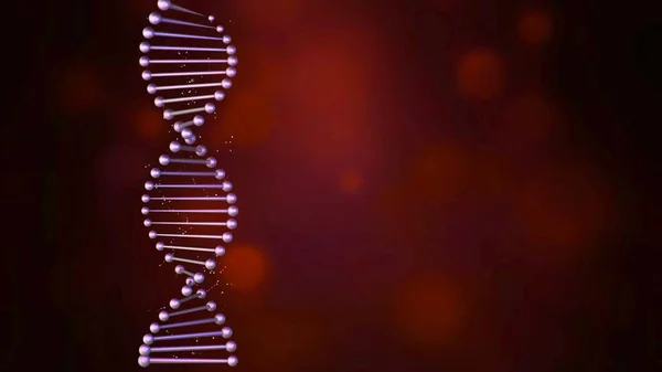 DNA viola doppia elica su un fondo di bokeh rosso . — Foto Stock