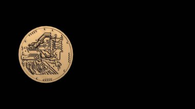 Bitcoin 'in arka yüzü siyah bir arka planda..