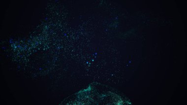 Biyo ışıltı. Gece deniz kıyısındaki planktonların soyut aydınlanması.