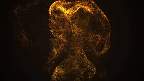 Fluxo brilhante de partículas de poeira faísca brilhando e formando uma forma mágica no fundo escuro brilhante — Fotografia de Stock