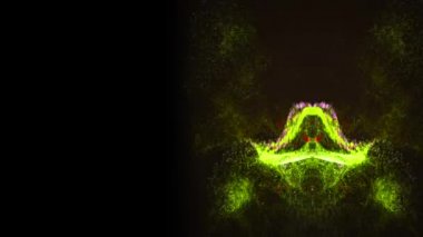 Sarı ve yeşil lekeler koyu arkaplanda kaotik bir şekilde hareket ediyor..