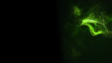 Siyah arkaplanın iki tarafında hareket eden yeşil lekeler.