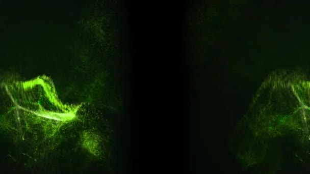 éclaboussures vertes se déplaçant sur deux côtés du fond noir .