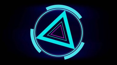 Siyah zemin üzerinde neon ışığı üreten bir çemberin içindeki üçgenler.