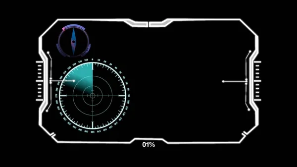 Rear sight and compass in a white frame on a black background. — Stock Photo, Image