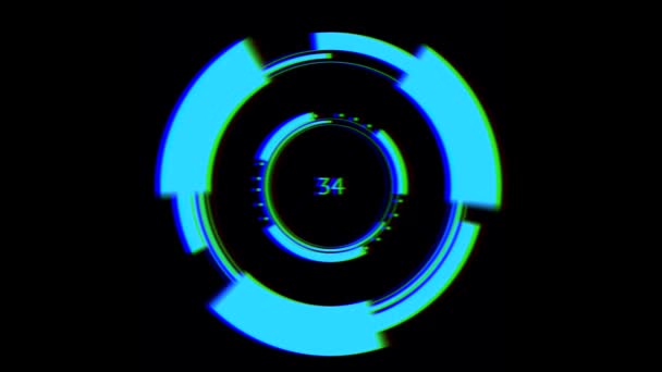 Meccanismo di rotazione sfocato con timer sullo sfondo nero . — Video Stock