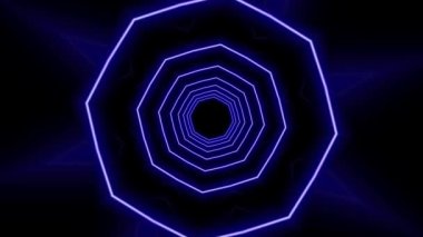 Siyah arkaplanda parlayan geometrik figürlerin bozulması.