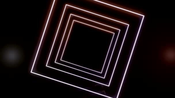 Obracające się kwadraty wewnątrz siebie na czarnym tle. — Wideo stockowe