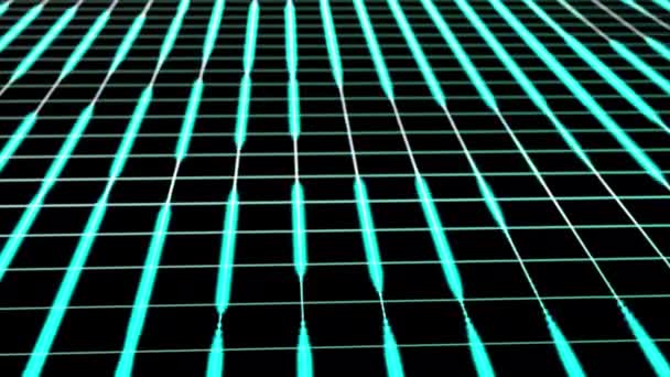 Une grille produisant de la lumière au néon sur le backgroud noir .