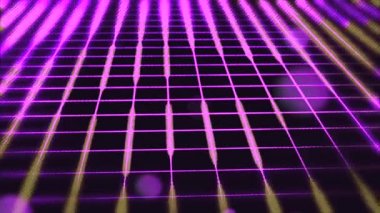 Siyah arka planda neon ışığı üreten renkli sicimler.