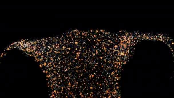 The flow of colourful sparkles on the black background. — Stock Video