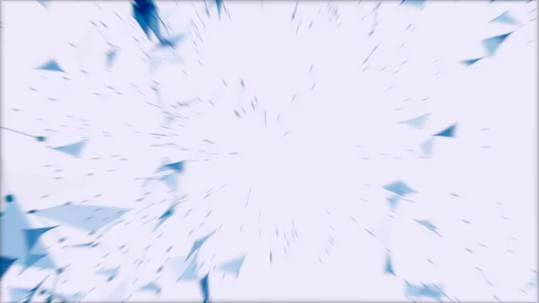 Explosion of blue particles on the white background.