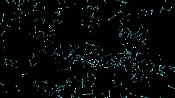 Constelação de segmentos de linha de néon azul no fundo preto . — Fotografia de Stock