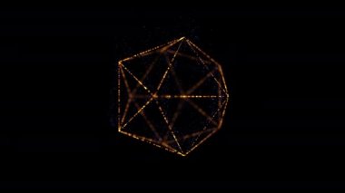 Siyah arkaplanda parlak geometrik bir figür oluşumu.