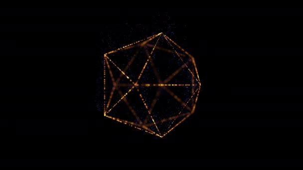 Formación de una figura geométrica brillante sobre el fondo negro . — Vídeos de Stock