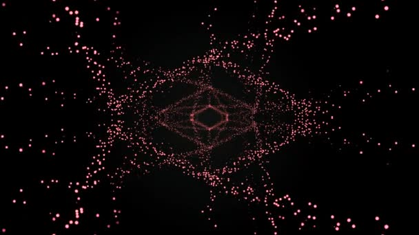 Różowe błyszczące cząstki tworzące sieć. — Wideo stockowe