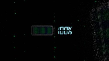 Dijital güç hücresi şarj oluyor. Elektronik konsept