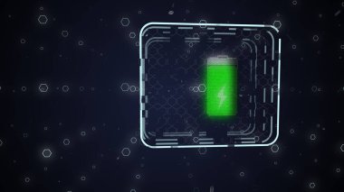 Koyu mavi arkaplanda şarj edilmiş pil..