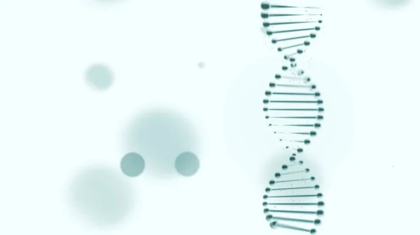 Arka planda DNA çift sarmal ve mavi noktalar.