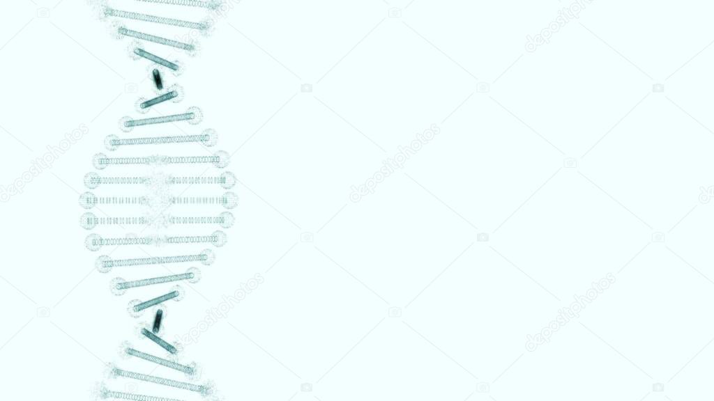 Distorted replica of DNA on a white background.