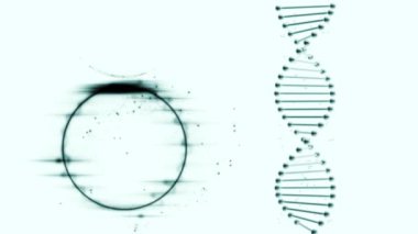 DNA çift sarmal ve siyah ışık üreten bir daire..