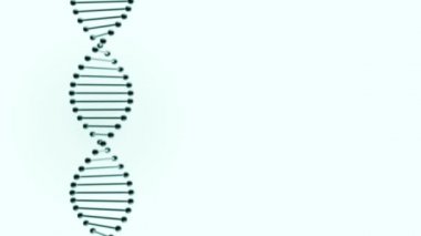 Gerçekçi DNA çifte Hellix açık mavi bir arkaplanda dönüyor.