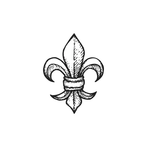 Grabado vectorial Fleur De Li — Vector de stock